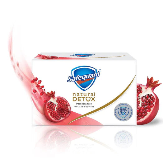 Safeguard Natural Detox Face & Body Bar Soap Pomegranate 108g