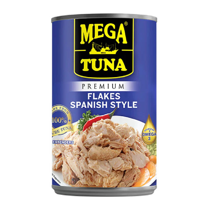 Mega Tuna Premium Flakes Spanish Style Easy Open Can 155g