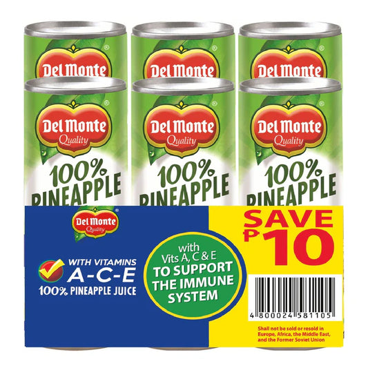 Del Monte 100% Pineapple Juice Drink with Vits ACE 6x220ml